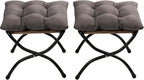 HollyHOME 15"(H) Folding Footrest Stool, Small Foldable Ottoman, Accent Padded Sofa Foot Stool for Chairs and Sofas, Portable Foot Rest Ottoman for Home, Living Room, Bedroom,Dorm,2-Pack,Dark Grey