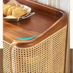 Entryway Cabinet Chinese Style Wooden Sideboard Dining Room with Drawers Double Door Rattan Storage Cabinet Multifunctional Storage Cabinet Sideboard Storage Cabinet