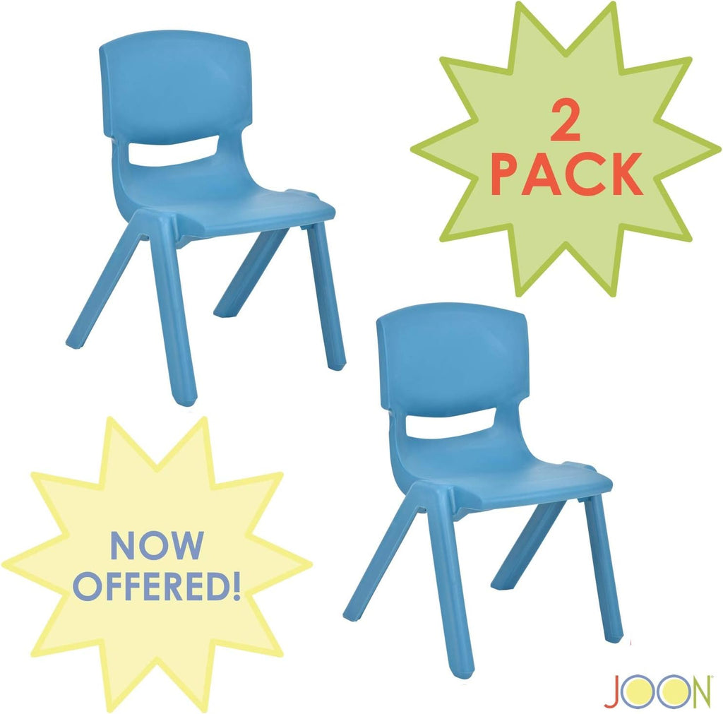 JOON Stackable Plastic Kids Learning Chairs, (2-Pack), 20.5x12.75X11 Inches, The Perfect Chair for Playrooms, Schools, Daycares and Home, Sky Blue