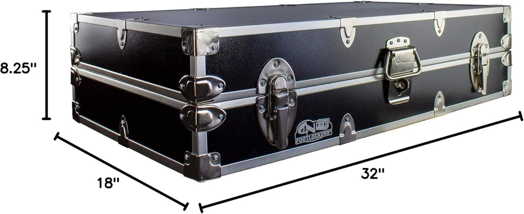 C&N Footlockers College Dorm Room Under Bed - The Slim Lockable Trunk - 32 x 18 x 8.25 Inches