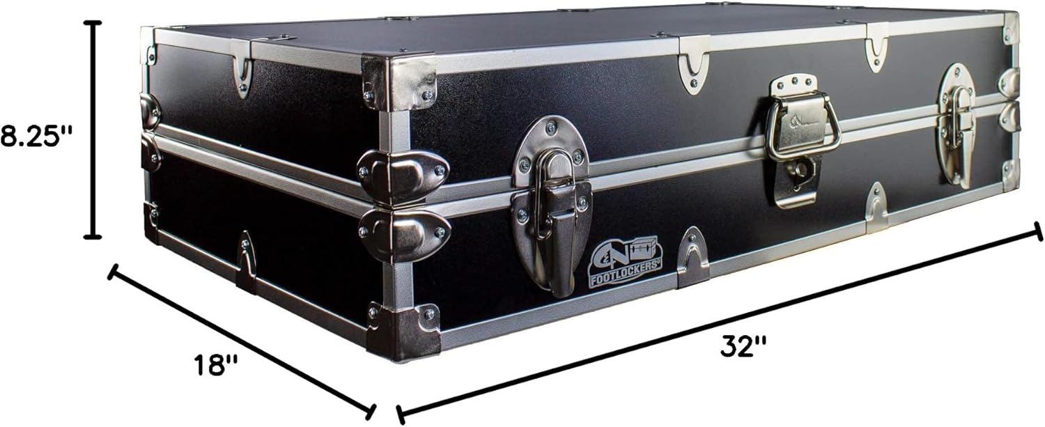 C&N Footlockers College Dorm Room Under Bed - The Slim Lockable Trunk - 32 x 18 x 8.25 Inches