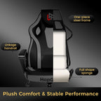 HapGIFT Office Chair, Home Office Chair with Link Armrest, Height Adjustable Computer Chair, Ergonomic PC Work Chair for Adults Teens, PU Leather Gaming Chairs, Gift, 300LBS (BLACK GREY)