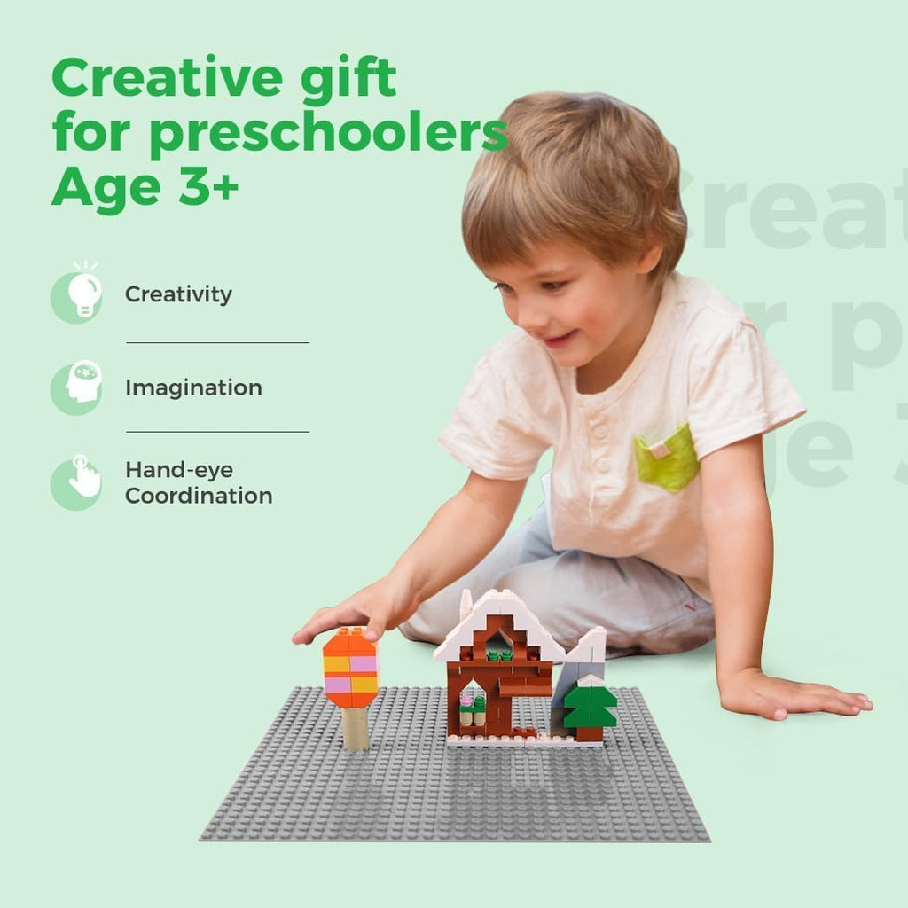 Classic Baseplates Building Plates-10" x 10" Building Boards,100% Compatible with All Major Brands and Activity Table, Creative Platforms Mats for Toy Bricks (Gray-10, 10 Pack)