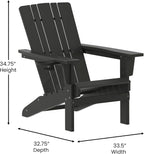 Flash Furniture Halifax Adirondack Chair with Cup Holder, Weather Resistant Poly Resin Adirondack Chair, Black
