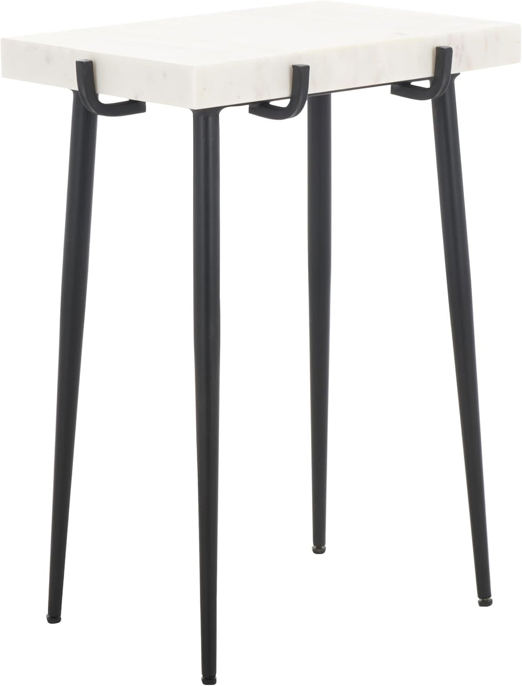 SAFAVIEH Home Collection - Bremen Side Table, Rectangular White & Grey Marble Top with Black Metal Legs, Fully Assembled (ACC3726A)
