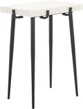 SAFAVIEH Home Collection - Bremen Side Table, Rectangular White & Grey Marble Top with Black Metal Legs, Fully Assembled (ACC3726A)