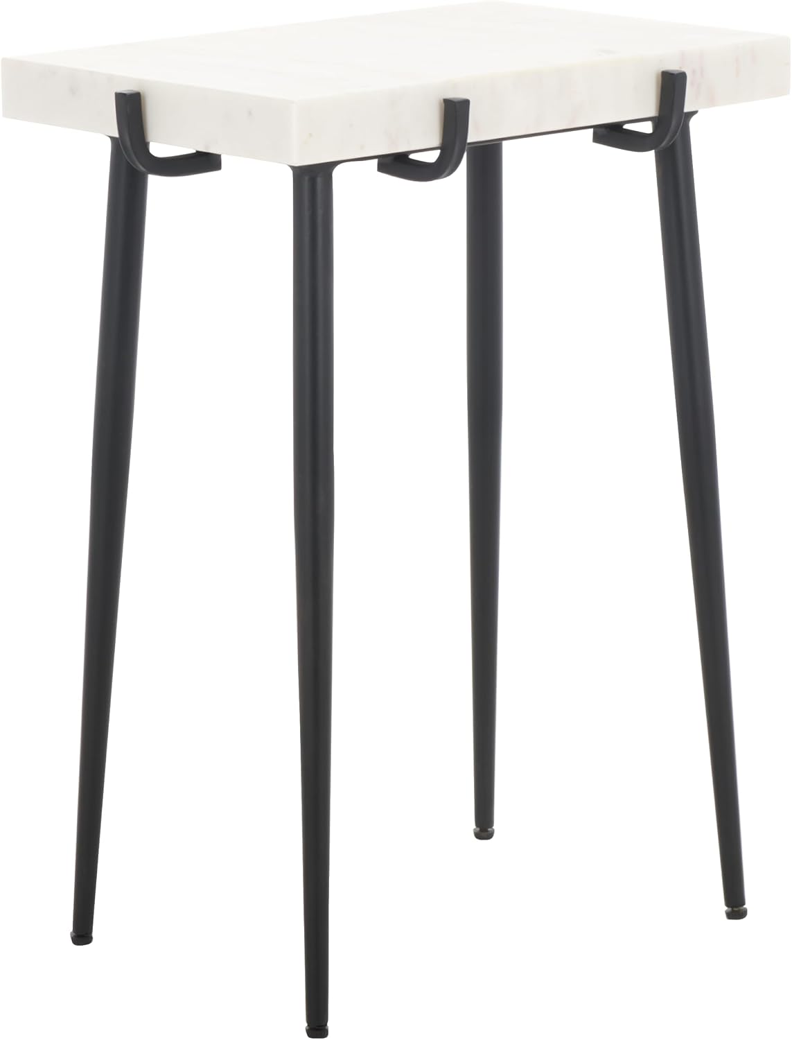 SAFAVIEH Home Collection - Bremen Side Table, Rectangular White & Grey Marble Top with Black Metal Legs, Fully Assembled (ACC3726A)