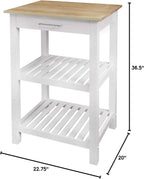 Casual Home Sunrise (Small) with Solid Harvest Hardwood Top Kitchen Island, 22.75"W, Natural&White