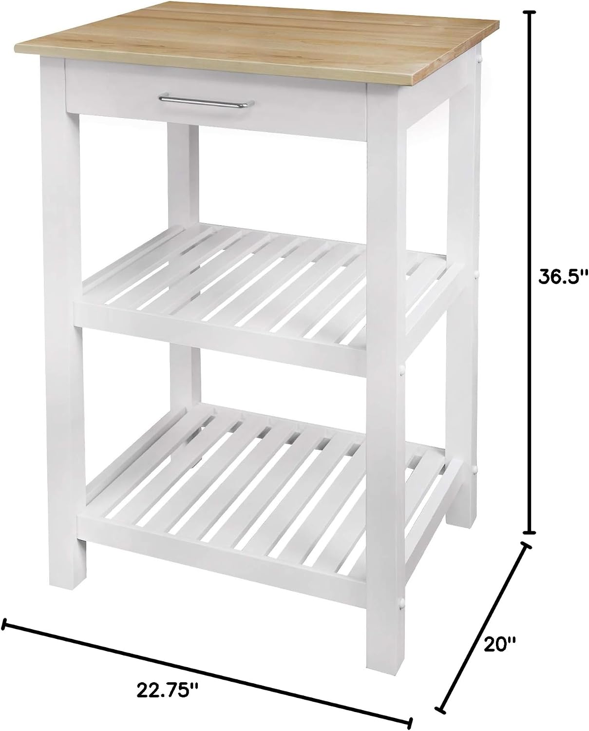 Casual Home Sunrise (Small) with Solid Harvest Hardwood Top Kitchen Island, 22.75"W, Natural&White
