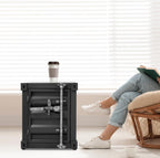 Side Table, Industrial Style Container Cabinet Iron Bedside Table with Combination Lock, Multifunctional Iron End Table Nightstand for Bedroom Living Room Storage Cabinet