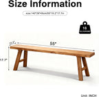 Wooden Entryway Bench Farmhouse for Bedroom End of Bed Vintage Artisan Live Edge Ustic Interior Decor Accent Mudroom,Bedside,Dinette Table,Noodle Narrow Bench (55" W x 17.7" H x 10" D)