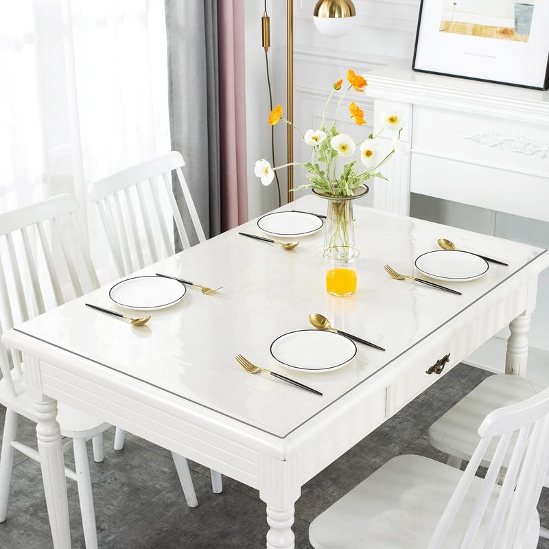 Deep Dream 2mm Thick Clear Table Cover Protector 36 x 60 Inch, Plastic Table Cover Rectangle, PVC Clear Table Protector, Desk Protector Mat for Dining Room Table