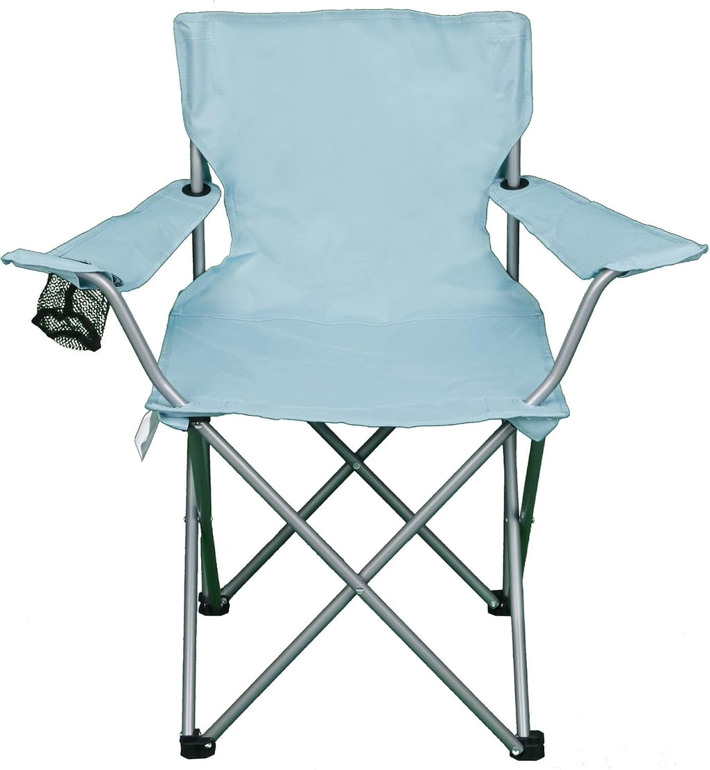 Four-Fold Camping Chair with Cup Holder, Vintage Blue
