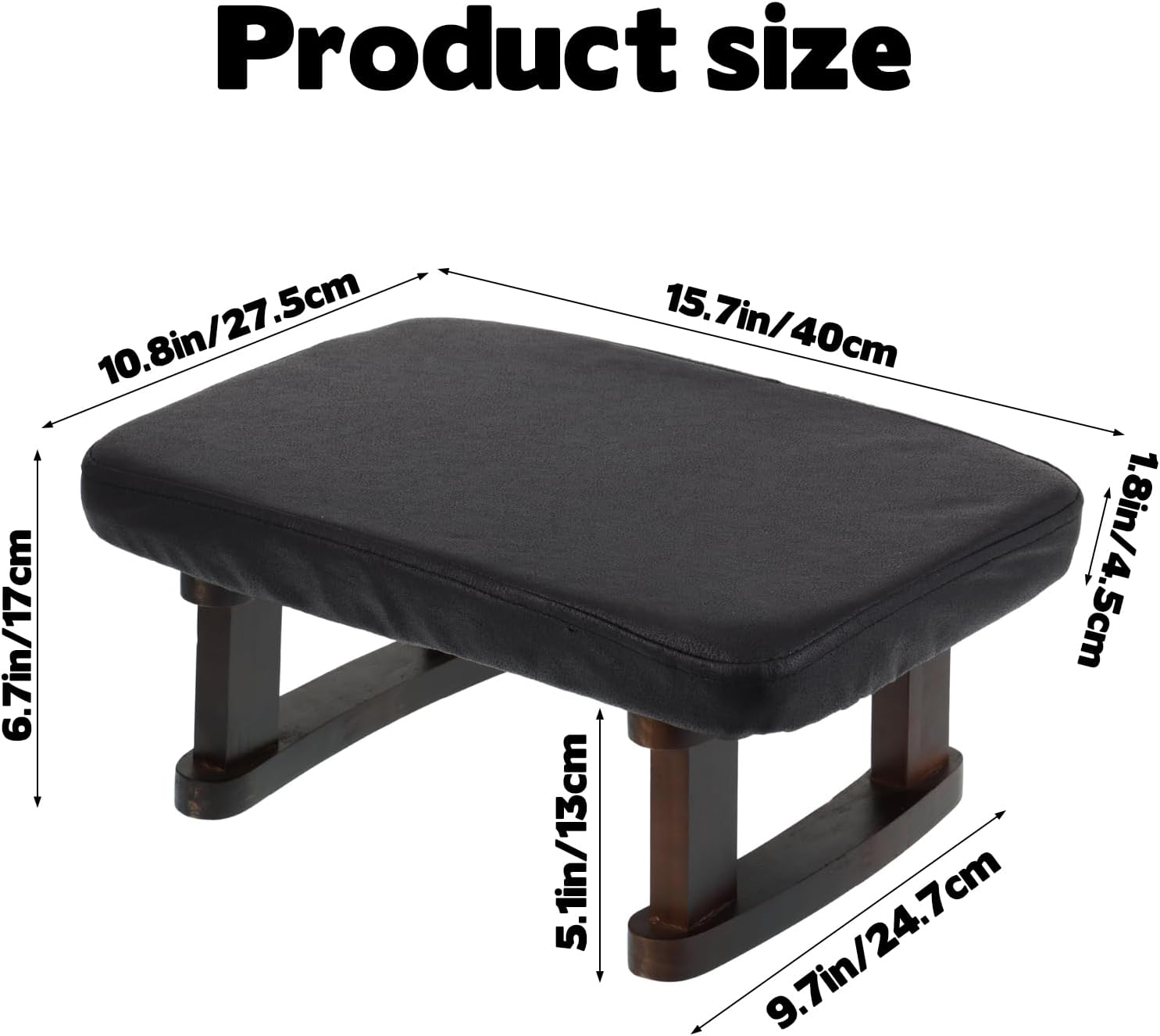 Walnut Prayer Kneeler with Thick Attached Cushion, Wooden Prayer Bench with Removable Washable Fabric Cover, Sturdy Kneeling Stool for Home Prayer and Meditation
