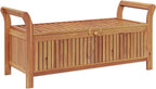 Gecheer Garden Storage Bench with Cushion 126 cm – Solid Acacia Wood Outdoor Storage Seat for Patio, Deck, or Yard