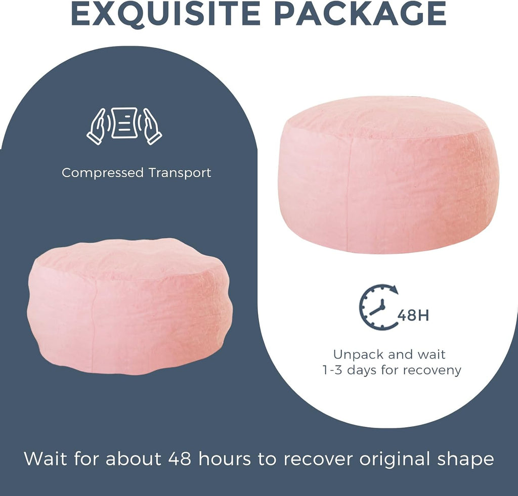 MAXYOYO Bean Bag Chair for Adults, Large 4 ft Bean Bag Chair with Foam Filling, Ultra Soft Fur Lazy Sofa for Living Room Bedroom, Machine Washable Cover