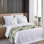 Green Monstera Deliciosa Bed Runner Scarf Cal King Size, Summer Botanical Tropical Vintage Luxury Bed Throw Runners & Scarves for Twin Full Queen King Foot of Beds, Bedroom Decoration, 102"x20"