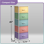Sorbus Fabric Dresser for Kids Bedroom - Chest of 5 Drawers, Tall Storage Tower, Clothing Organizer, for Closet, for Playroom, for Nursery, Steel Frame, Fabric Bins - Wood Handle (Pastel)