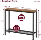 Simple Trending Console Table, 32" Sofa Table with Storage Shelf, Narrow Entryway Table, for Hallway, Behind The Couch, Living Room, Rustic Brown