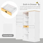 71.3" Tall Kitchen Pantry Storage Cabinet with 4 Doors, 2 Drawers, 2 Adjustable Shelves, 8 Door Shelves, Freestanding Kitchen Hutch Cabinet Cupboard for Kitchen, Dining Room (White)