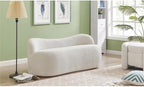 Meridian Furniture 119Cream Flair Collection Modern | Contemporary Boucle Fabric Upholstered Bench with Curved Back Design, Cream, 62" W x 23" D x 24" H