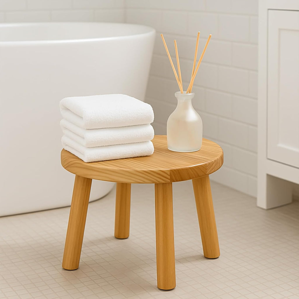 Solid Wood Step Stool for Kids & Adults - Multi-Use Toddler Wooden Stool for Bathroom, Playroom, Living Room,Sturdy 4-Leg Design with Non-Slip Pads,Easy Clean Surface,Easy Assembly