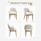 MALOL Wooden Dining Chairs Set of 2, Modern Fabric Upholstered Dining Room Chair, Kitchen Side Chairs, Farmhouse Dinner Chair with Open Back for Kitchen, Beige