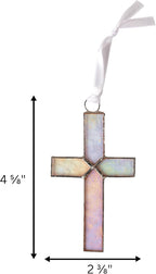 The Grandparent Gift Co. Handmade USA Glass Cross - Perfect Baby Dedication Gift/Keepsake (Stained Glass Clear)