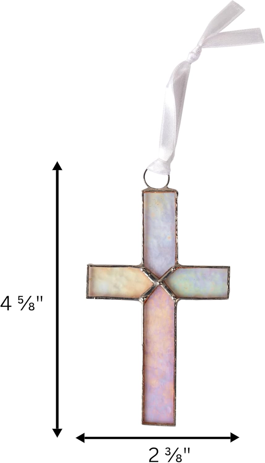 The Grandparent Gift Co. Handmade USA Glass Cross - Perfect Baby Dedication Gift/Keepsake (Stained Glass Clear)
