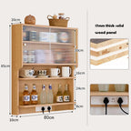 Wood Wall Mounted Pantry Cabinet with Doors, 4-Tier Kitchen Cabinet & Coffee Bar Storage for Dining Room, Living Room