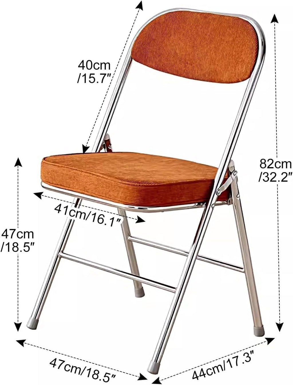 Folding Chairs, Fabric Dining Set with Metal Frame, Padded Seat and Back, Non-Slip Foot Pads, Foldable Office(Orange)