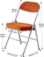 Folding Chairs, Fabric Dining Set with Metal Frame, Padded Seat and Back, Non-Slip Foot Pads, Foldable Office(Orange)