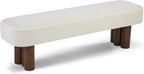 Christopher Knight Home Damas 60.04" Fabric Upholstered Dining Bench, Wooden Entryway Bench, Long Sofa Footstool for Living Room, Bedroom End of Bed Bench, Milky White+Walnut