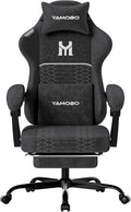 Gaming Chair with Footrest, Ergonomic Video Game Chair with Adjustable Lumbar and Headrest Massage Support, High Back Recliner Comfortable for Office, Game and Study, Black