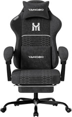 Gaming Chair with Footrest, Ergonomic Video Game Chair with Adjustable Lumbar and Headrest Massage Support, High Back Recliner Comfortable for Office, Game and Study, Black