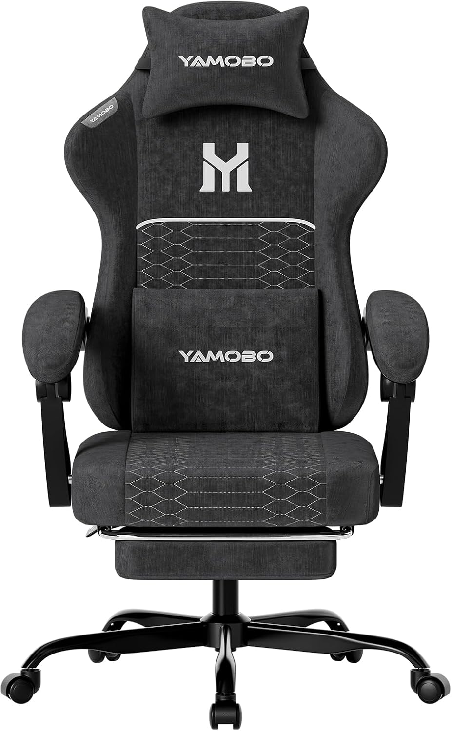 Gaming Chair with Footrest, Ergonomic Video Game Chair with Adjustable Lumbar and Headrest Massage Support, High Back Recliner Comfortable for Office, Game and Study, Black