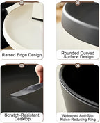 Carbon Steel Round Side Table with Raised Edge, Scratch-Resistant Small end Tables Living Room, Nightstand for Small Spaces, Balcony, Bedroom(Black,70x41x46cm)