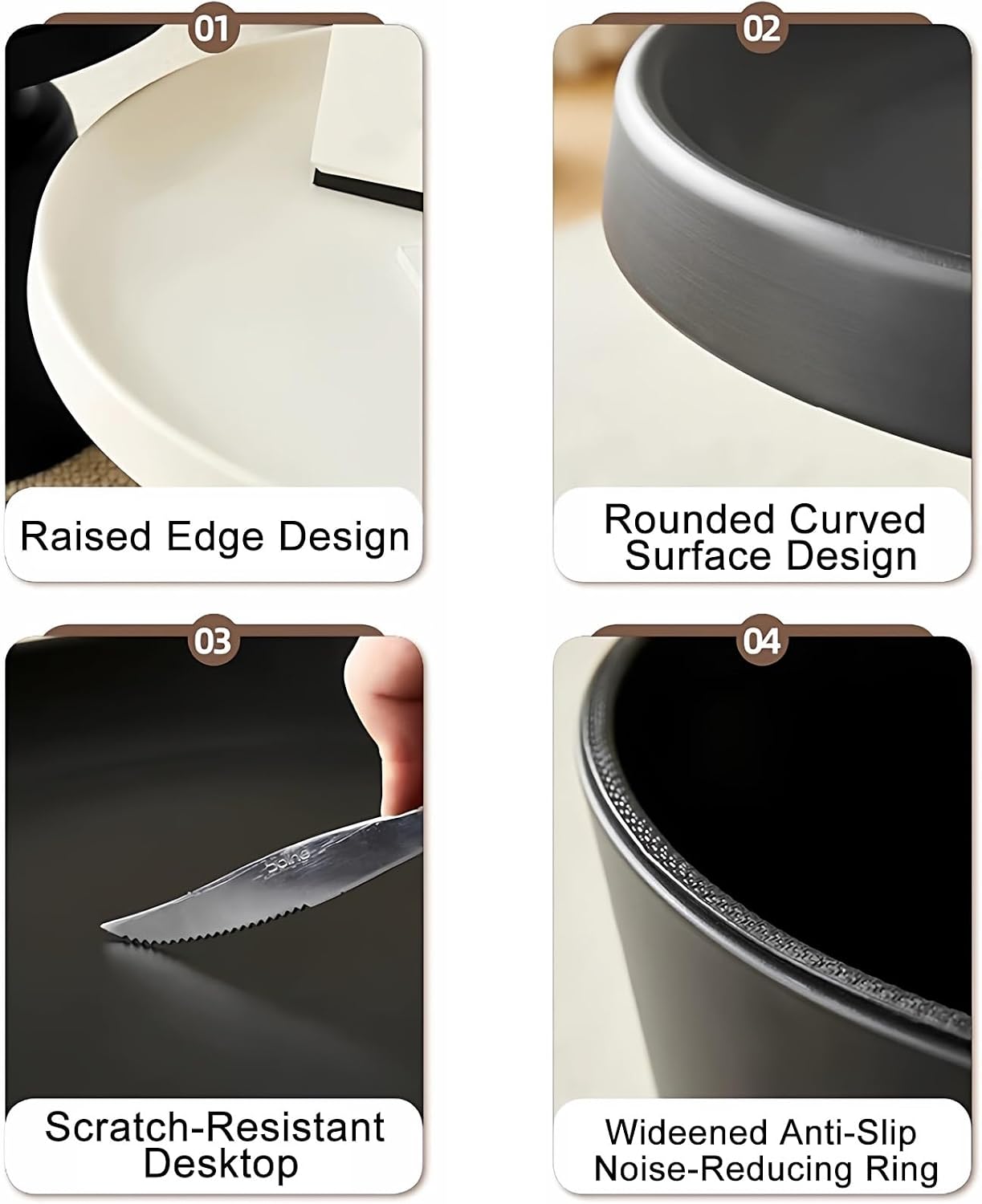 Carbon Steel Round Side Table with Raised Edge, Scratch-Resistant Small end Tables Living Room, Nightstand for Small Spaces, Balcony, Bedroom(Black,70x41x46cm)