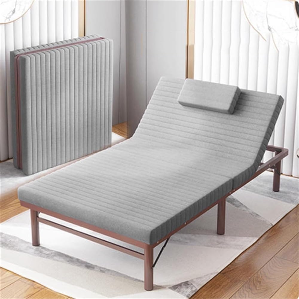 Camping Bed Balcony Leisure Folding Bed, Adjustable Backrest, Sturdy and Space Saving Folding Bed(Red,Medium)