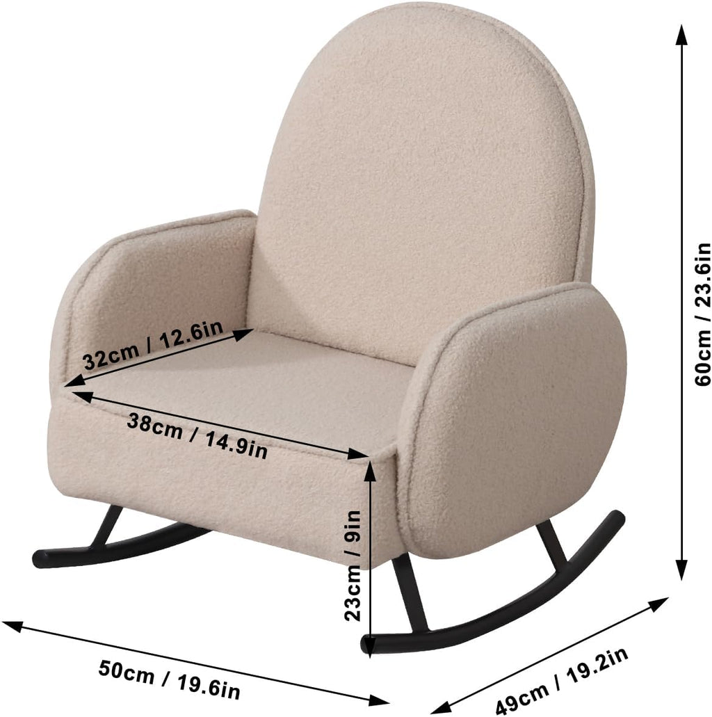 Baby Rocking Chair,Toddler Chair,Kids Chair,Kids Sofa, Shaky Metal Foot and Sherpa Fabric,Toddler Rocking Armchair for Boys and Girls Rest (Beige)