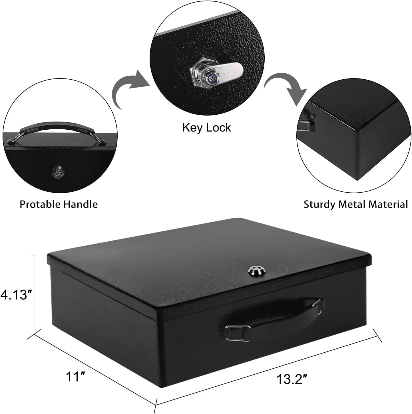 Fireproof Document Box, Fire Resistant Safe Box with Key Lock for Home, Portable Fireproof Lock Box for Personal Items, Passport, Cash, Tablet, X Large 13.2" x 11" x 4.13"