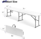 Byliable Folding Bench 6 Foot, Plastic Foldable Bench Seat with Handle, Portable Picnic Party Camping Dining Seat, Garden Multipurpose Entertaining Activities, White, 2 Pack