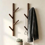 Wooden Wall Mount Coat Rack | Wall Coat Rack, 4 Hooks Tree Branch Coat Rack Wall Mount, Hat Rack for Wall Heavy Duty, Bathroom Towel Rack 2 Pack