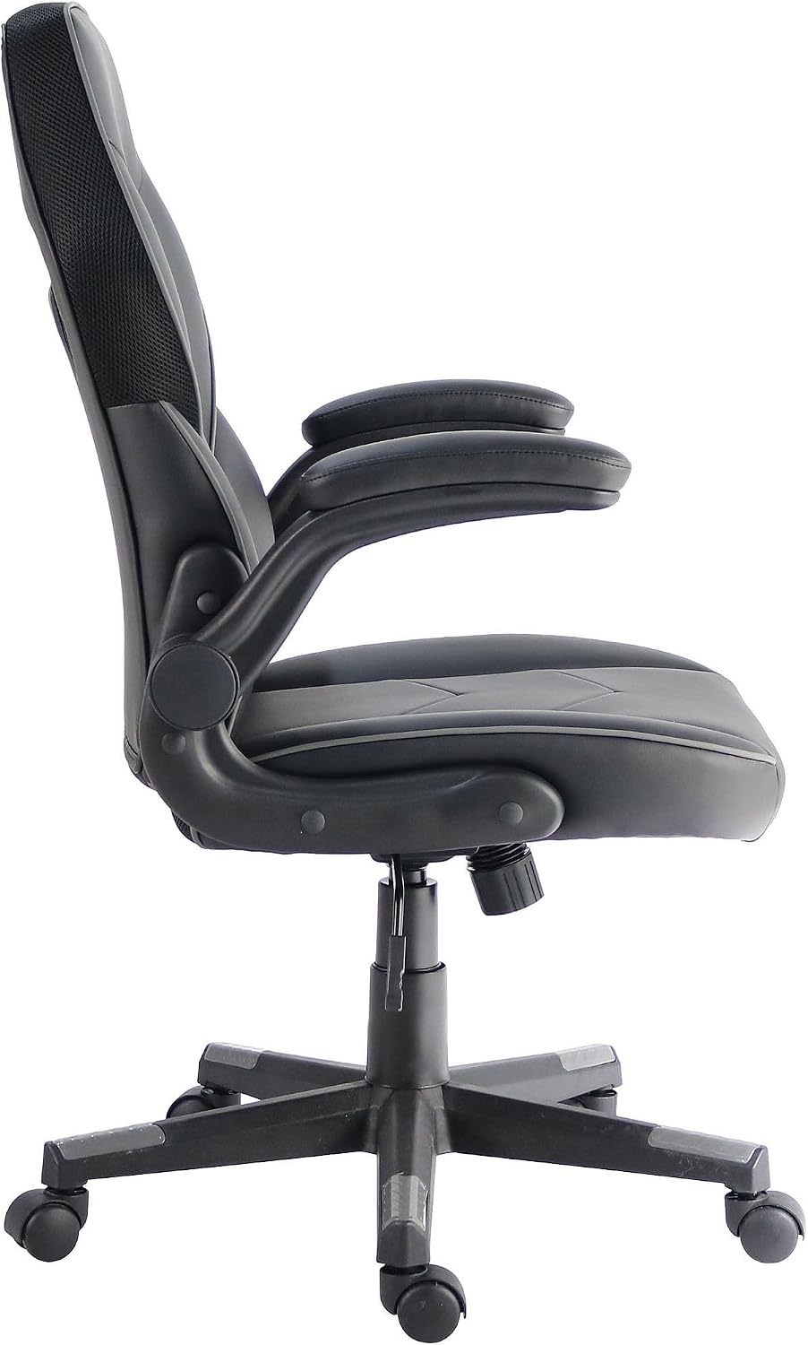 NuSparc SpawnSafe Gaming Chair, Adjustable Height, Flip-up Armrests, 360° Swivel, Black/Grey