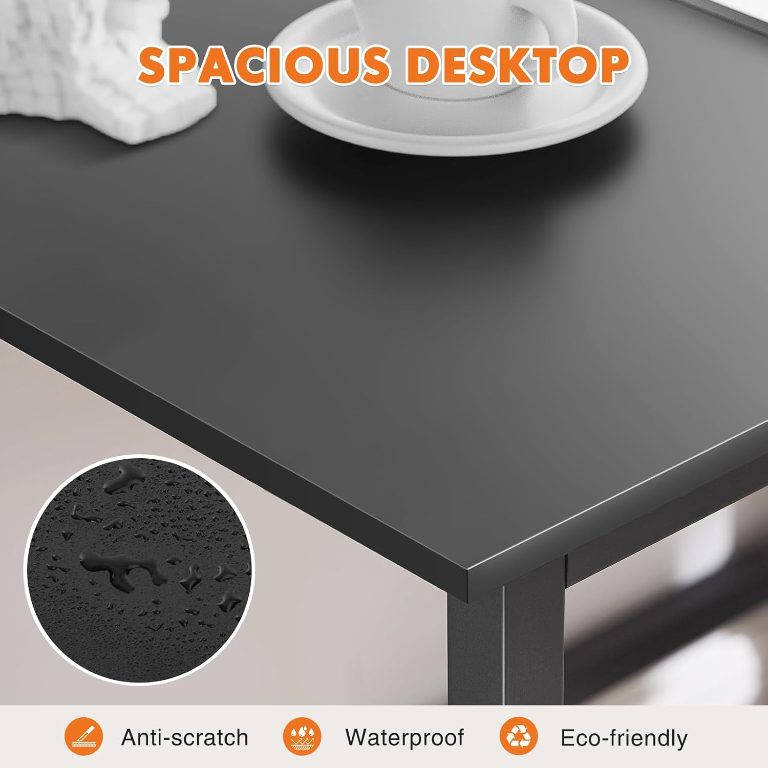 Sweetcrispy Small Computer Desk, 40" Office Writing Desk with Metal Frame & Wooden Top, X-Shaped Reinforcement, Student Study Workstation for Home Bedroom, Black