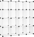 SONGMICS Cube Storage Organizer, Set of 16 Plastic Cubes, Book Shelf, Closet Organizers and Storage, Room Organization, Bedroom Living Room, 12.2 x 48.4 x 48.4 Inches, White ULPC44L
