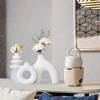 White Ceramic Vase Set of 3,Neutral Boho Nordic Minimalism Style Flower Vases for Living Room Wedding Table Party Office Bedroom
