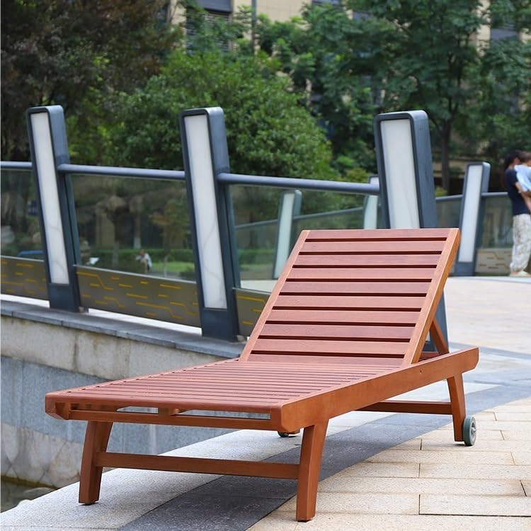 Patio Benches for Outdoors Outdoor Solid Wood Lounge Bed, Scenic Seaside Pool, Hotel Courtyard Garden, Beach Vacation Chair Garden Benches for Outdoors