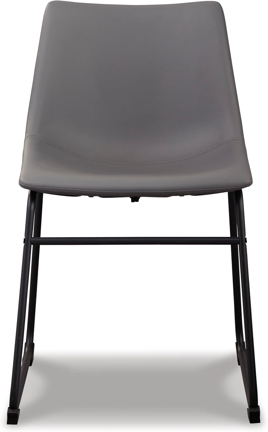 Signature Design by Ashley Centiar Faux Leather Dining Chairs, Set of 2 | Mid century modern bucket seat, Sturdy black metal frame sled base with floor glides, Easy to clean wipeable upholstery