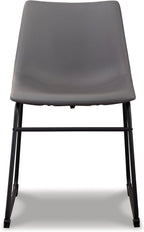 Signature Design by Ashley Centiar Faux Leather Dining Chairs, Set of 2 | Mid century modern bucket seat, Sturdy black metal frame sled base with floor glides, Easy to clean wipeable upholstery